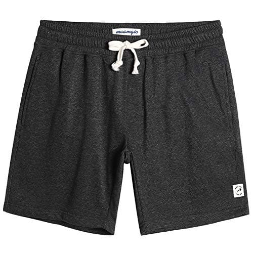 maamgic Mens Sweat Shorts 7" Above Knee Workout Gym Shorts Lounge Shorts with Zipper Pockets Charcoal X-Large