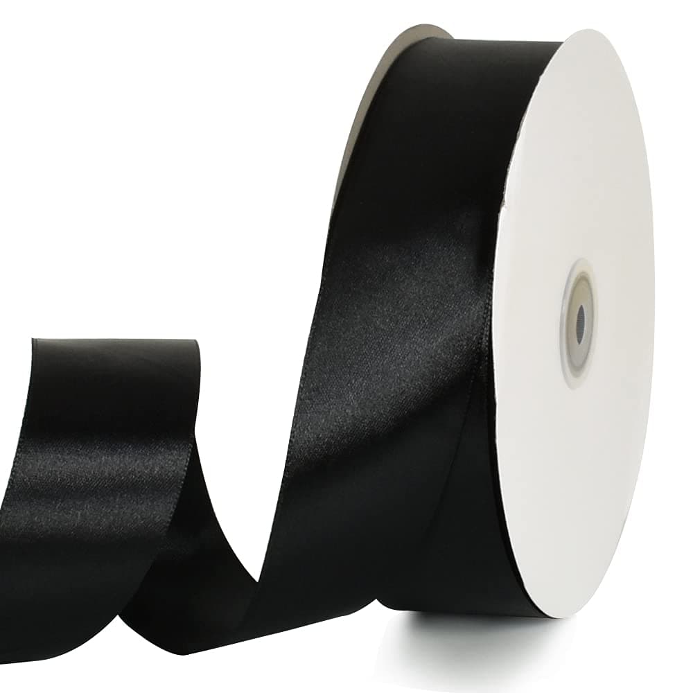 TONIFUL 112 Inch 40mm x 100 Yards Black Wide Satin Ribbon Solid Fabric Ribbon for Gift Wrapping Chair Sash Valentines Day Wedding Birthday Party Decoration Hair Floral Craft Sewing