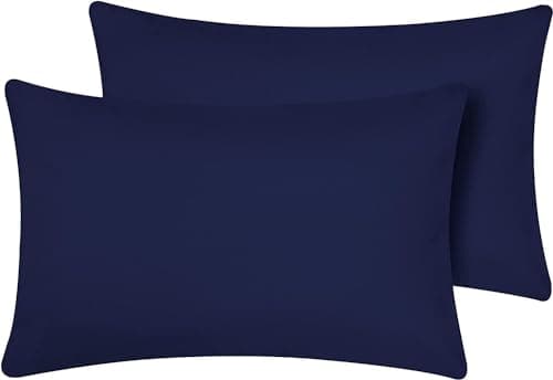 Hriksh Travel Pillow Case 12x18 Size Pack of 2 Pieces 100 Egyptian Cotton Envelope Closure 500 Thread Count Toddler Pillowcase Fits Up to 12x18 12x16 or 11x15 Navy Blue