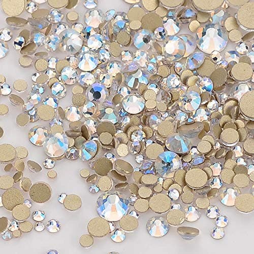 Dowarm 2650PCS Glue Fix Glass Flat Back Crystal Rhinestones 6 Sizes 15mm 2mm 28mm 4mm 48mm 65mm Non Hotfix Flatback Crystals for Crafts Nail Face Art Clothes Blue MoonlightParadise Shine