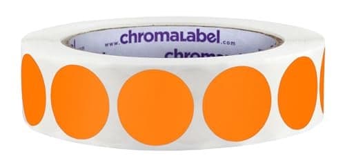 ChromaLabel 1 Inch Round Label Permanent Color Code Dot Stickers, 1000 Labels per Roll, Orange