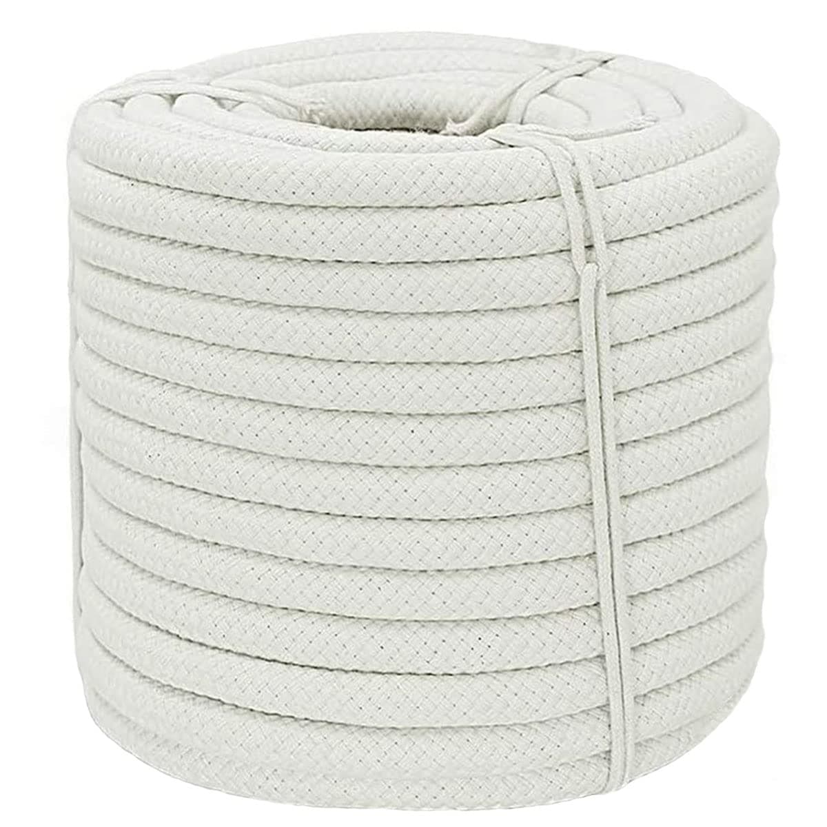 YUZENET Braided White Cotton Rope 12 inch x 50 ft Natural Soft Utility Rope
