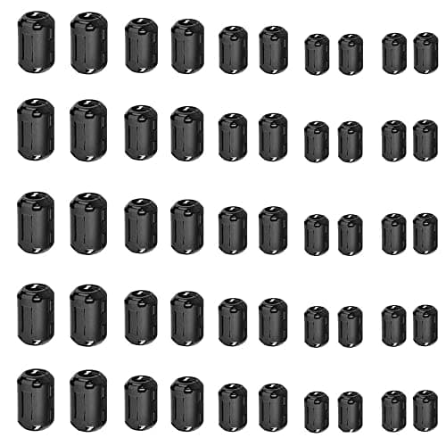 yarachel 50PCS Ferrite Ring Core Ferrite Beads Clip RFI EMI Noise Suppressor Cable Clip for 3.5mm/ 5mm/ 7mm/ 9mm/ 13mm Diameter Cable