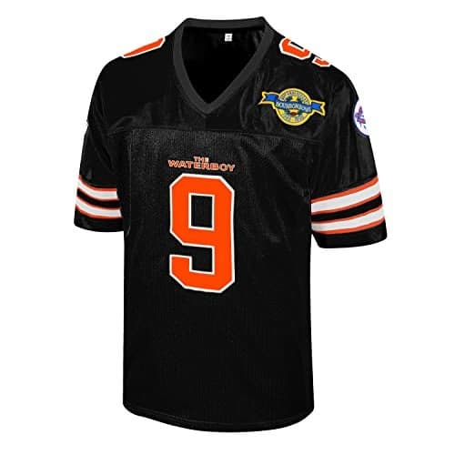 Bobby Boucher #9 The Waterboy Adam Sandler Movie Mud Dogs Bourbon Bowl Football Jersey(Black-S)