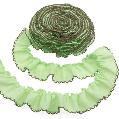 Green Ruffle Trim 12inch x 5 Yards Pleated Lace Ribbon for Sewing Crafts Clothing Wedding Decor Ruffle Edge Trim for Apparel Home Decoration AIETSYEI