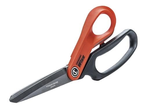 Crescent Wiss 10" Heavy-Duty Titanium Coated Tradesman Shears - Industrial Utility Shears Scissors for Cutting Leather, Wire, Cardboard - CW10TM