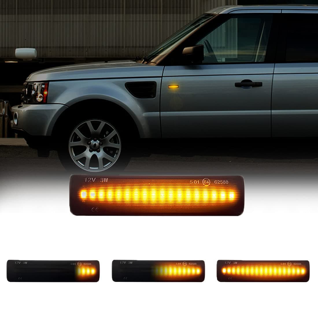 Gempro 2Pcs LED Front Fender Side Marker Light Turn Signal Lamp Assembly Replacement for Range Rover Sport LR3 LR4 Discovery 3Discovery 4 LR2 Freelander 2