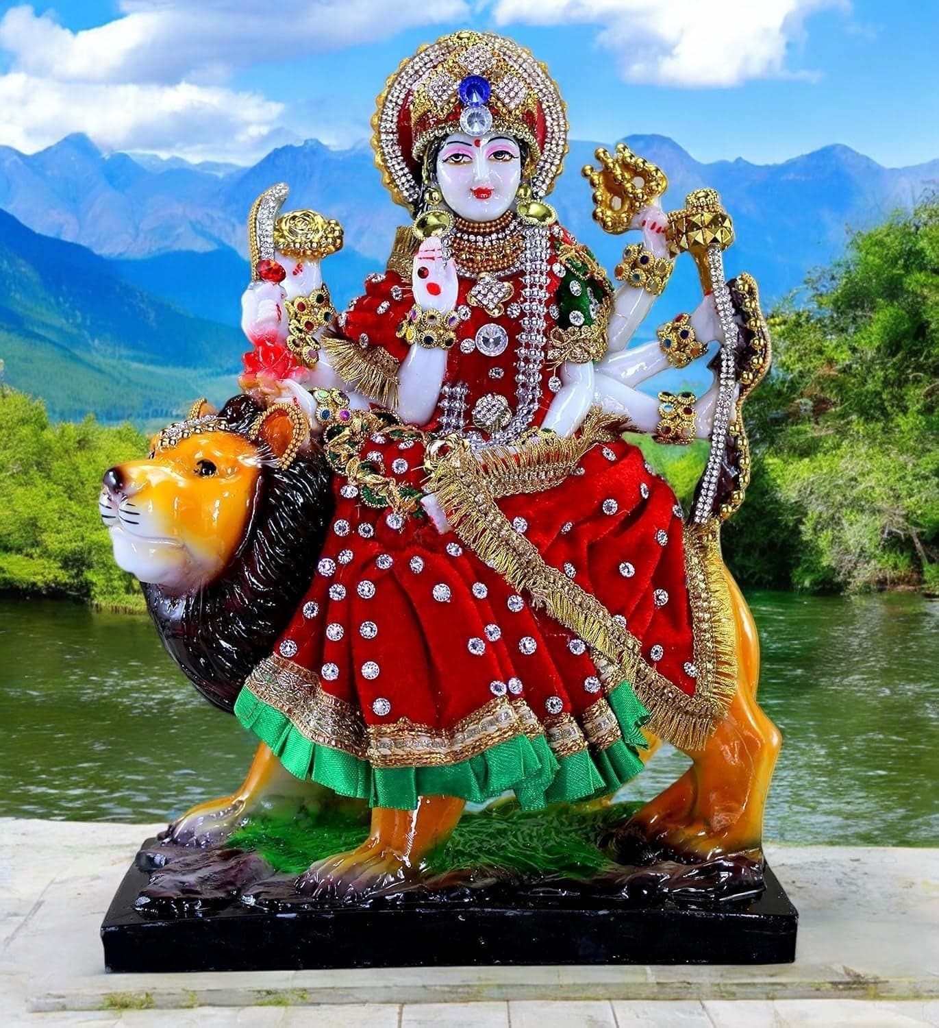 ANI DIVINE Maa Durga MATA Rani Sherawali Vaishno MATA Murti Idol Statue Sculpture Home Temple Navdurdga, Navratri, Diwali