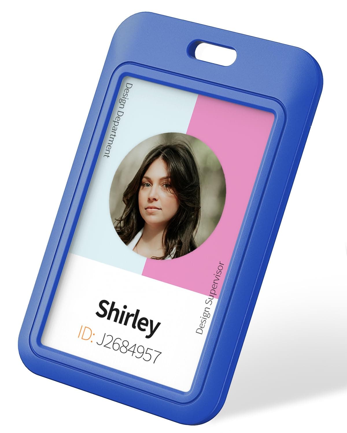 Uniclife 3 Pack Sliding ID Badge Holder Vertical Hard Plastic Case with Clear Window Blue Card Protector Pouch for Office School ID Credit Cards Proximity Key Cards Driver’s Licenses and Passes