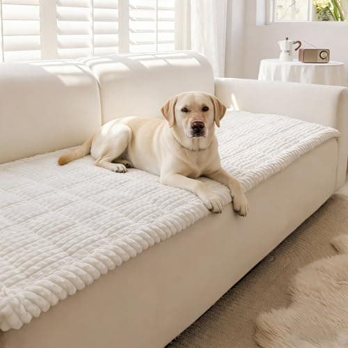 Disayu Couch Cover for Dogs Washable, Non-Slip Pet Couch Covers for Sofa, Fuzzy Dog Couch Cover Blanket, Thick, Soft, Plush Couch Cushion Covers for Sofa Protector (White, 27.6" x 59"/70 x 150cm)