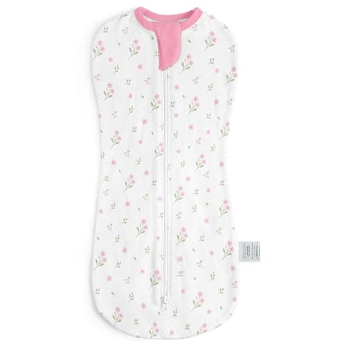 Baby Swaddle 0-2 Months, Cotton Arm-In Zipper Sleep Sack, Wearable Blankets Wrap for Newborn Infant Girls (Floral, Pack of 1)