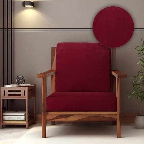 Decorian Soft Velvet Stretchable Printed Solid Sofa Slipcovers, Wooden Sofa Seat Cover, Sofa Back Cushion Covers (Pack of 10, Velvet Maroon)