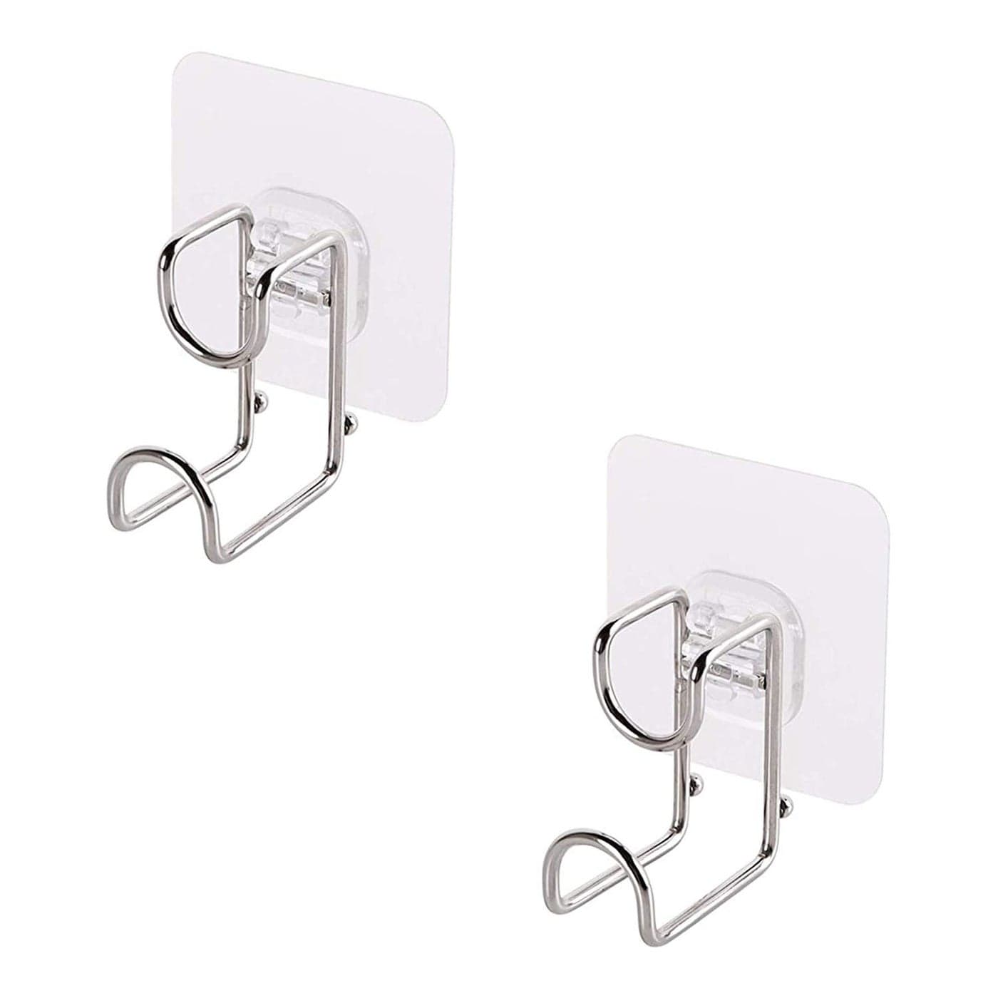 HOKIPO Magic Sticker Series Glass Wall Adhesive L Hooks With Load Capacity 5 Kg Each Ar3152 Pack Of 2 Silver