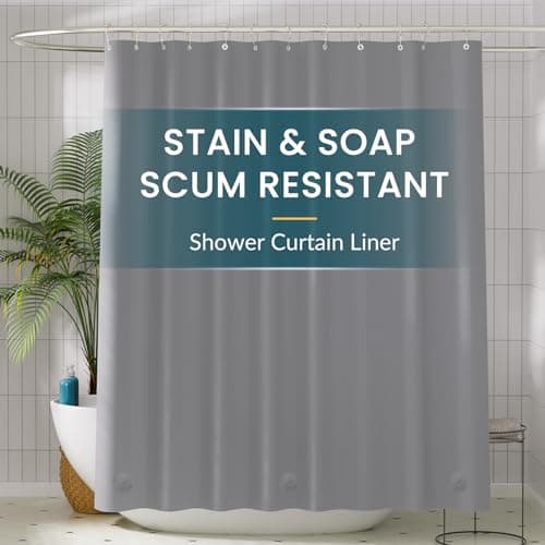 Titanker Plastic Shower Curtain Liner, 72x72 Grey Shower Liner Lightweight PEVA Shower Curtains for Bathroom, Waterproof Shower Liner with Magnets and Rustproof Grommet Holes