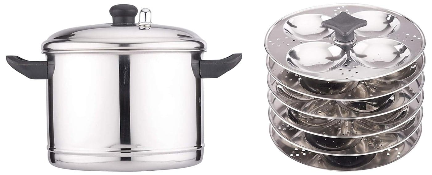Coconut Stainless Steel Idly Cooker, 6-Piece, Silver