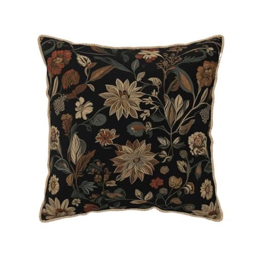Txymbiocia Black Boho Vintage Flowers Velvet Pillow Covers 20x20 Inch Retro Art Brown Floral Throw Pillows for Couch Cushion Covers Pillowcase Farmhouse Bohemian Pillow Cases for Sofa Bed Bedroom