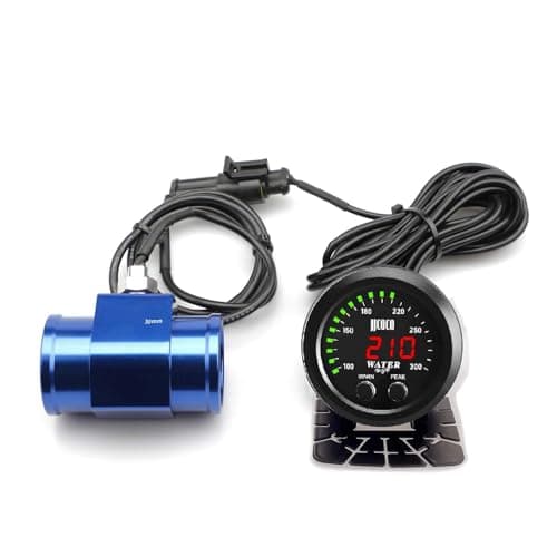 ZHSYMX Universal 52mm Water Temperature Gauge 32300F0150C Electronic Green Digital LED DC12V24V for Car Automotive with Joint Pipe Radiator Sensor Adaptor Blue 30MM