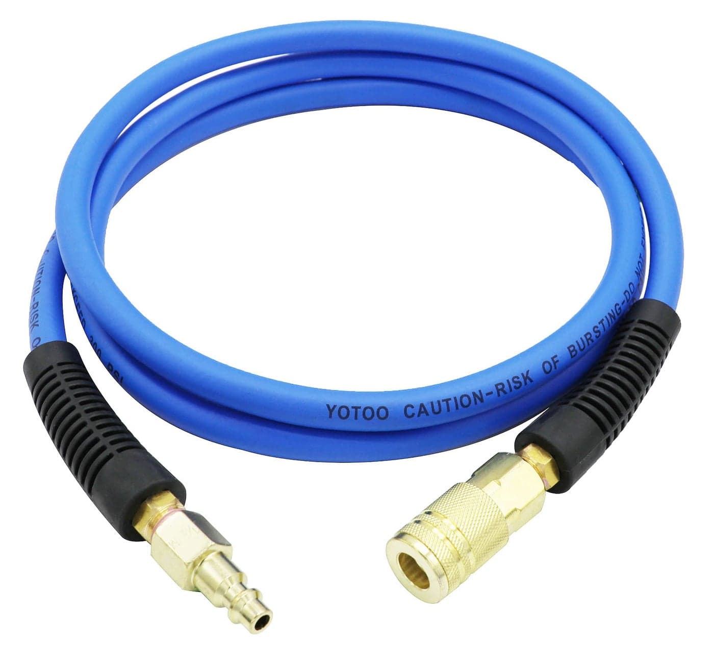 YOTOO Hybrid Lead-In Air Hose 1/4" x 6', 300 PSI Heavy Duty Air Compressor Hose, Lightweight, Kink Resistant, All-Weather Flexibility with 1/4-Inch Industrial Air Fittings and Bend Restrictors, Blue