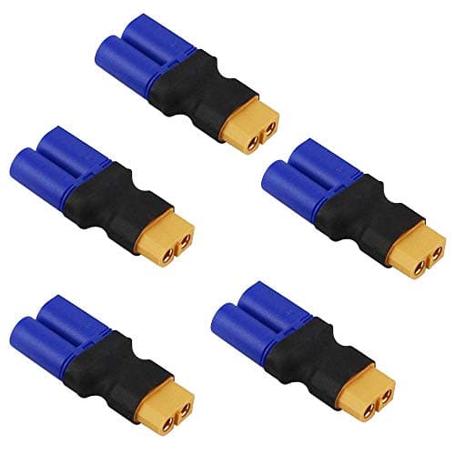 LINSYRC 5Pack XT60 Plug Female Connector to EC5 Plug Male Connector Adapter for RC Lipo Battery