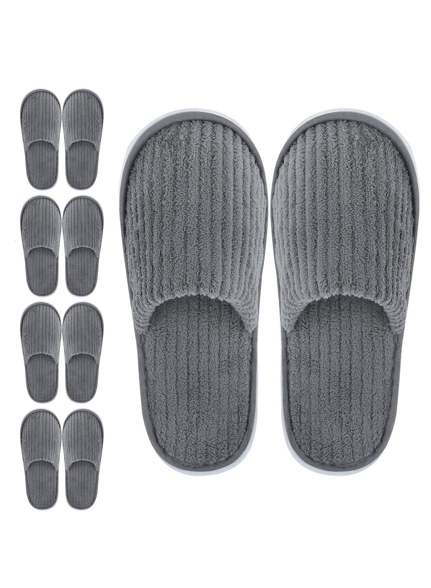 Disposable Slippers, 5 Pairs Closed Toe Spa Slippers Coral Fleece Washable Home for Women Men Guests Hotels House Housewarming Party Indoors Bathroom Traveling (Gray)