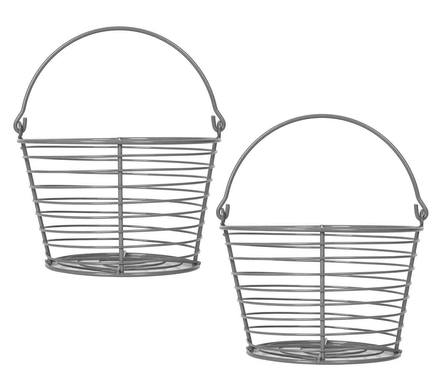 CONCORD 8" Egg Basket For Storage Collecting and Transporting Chicken and Duck Eggs. Farm Grade Wire Baskets. 2 Pack (Grey)