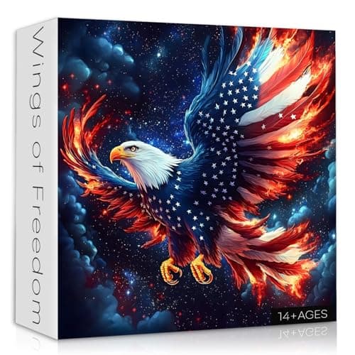 American Flag Eagle Puzzles for Adults 1000 Pieces USA Patriotic Faith Country Jigsaw Puzzle United States Bird Puzzles Bald Eagle
