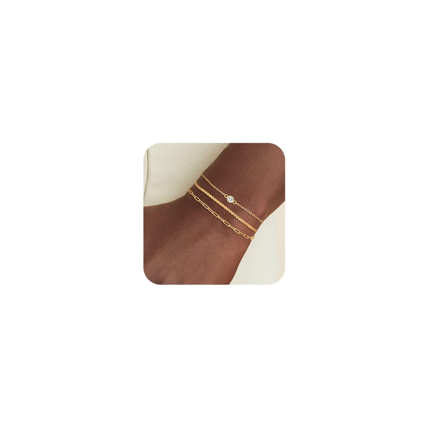Dainty Gold Bracelets for Women Trendy, 14k Gold Plated Stackable Bracelets Layered Paperclip Snake Chain Bracelet Set Fashion Minimalist Simple Bracelets Cute CZ Jewelry Gifts for Women