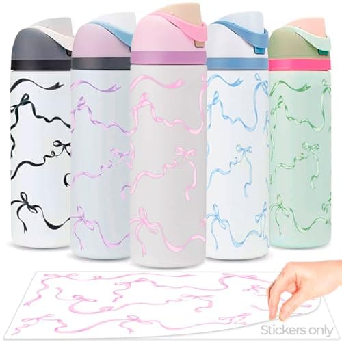 Kaitiaki Bows Stickers for Custom Owala Accessories - Cute Tumbler Decals, Fits 24oz Urban Outfitters Owala Bottles (Bubble Bliss Bow, Pink)