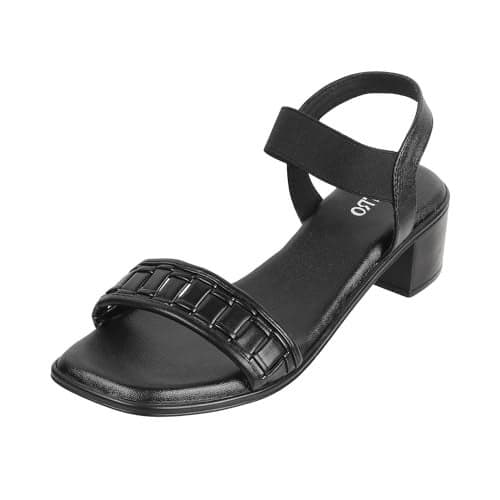 Metro Women's Block Heel Sandals in Black | Quilted Design | Synthetic Sandals for Women | Light Weight | Cushioned | Daily Wear | Casual Wear | Size UK 4 | Premium Quality Sandals