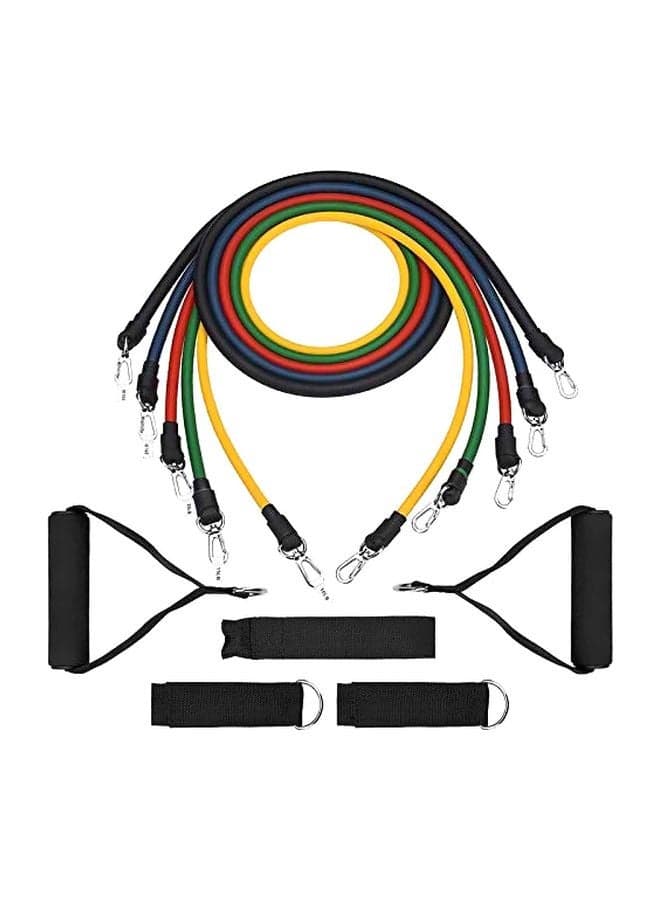 11-Piece Latex Resistance Band With Fitness Exercise Carrying Bag Set