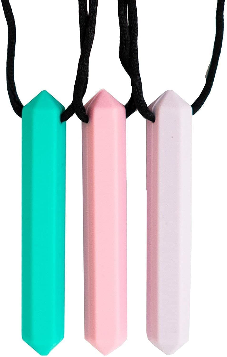 Tilcare Chew Chew Pencil Sensory Necklace 3 Set Best for Kids or Adults That Like Biting or Have Autism Perfectly Textured Silicone Chewy Toys Chewing Pendant for Boys Girls Chew Necklaces