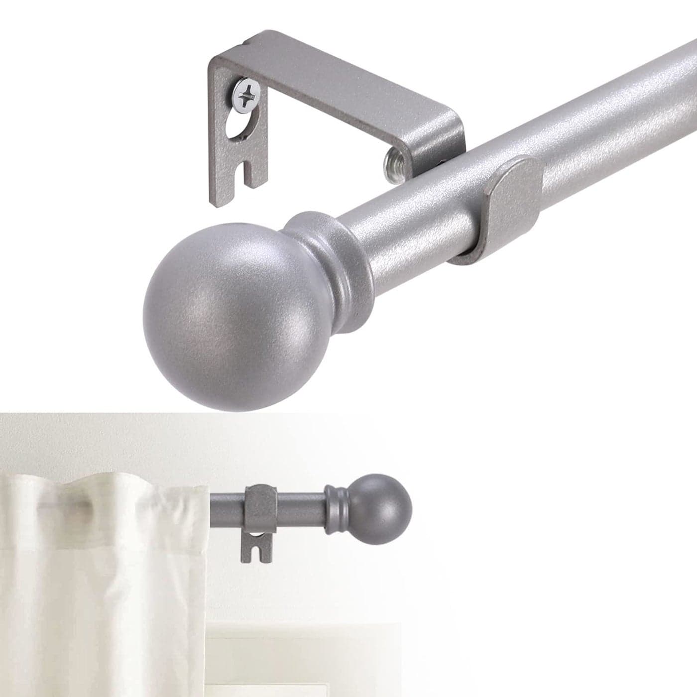 GXOACKJ Curtain Rods for windows 3248 inch 58 inch Decorative Silver Splicing Heavy Duty Metal Curtain Rod set with Brackets