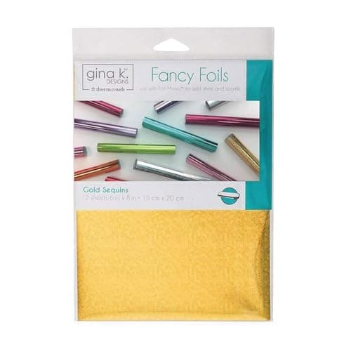 Gina K. Designs for Therm O Web Fancy Foils, 6" x 8" Sheets, Gold Sequins 12 Count