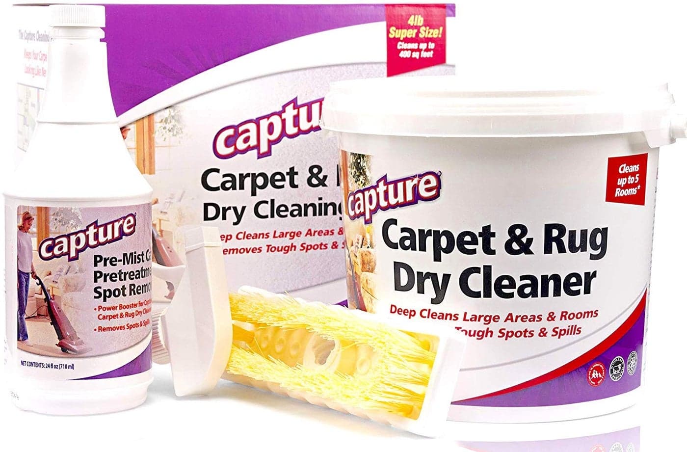 Capture Carpet Total Care Kit 400 Home Couch and Upholstery Car Rug Dogs Cats Pet Carpet Cleaner Solution Strength Odor Eliminator Stains Spot Remover Non Liquid No Harsh Chemical