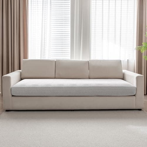 HOKIPO Stretchable Jacquard Textured Seat Cushion Cover, 3 Seater, Light Grey (AR-5346-LGRY)