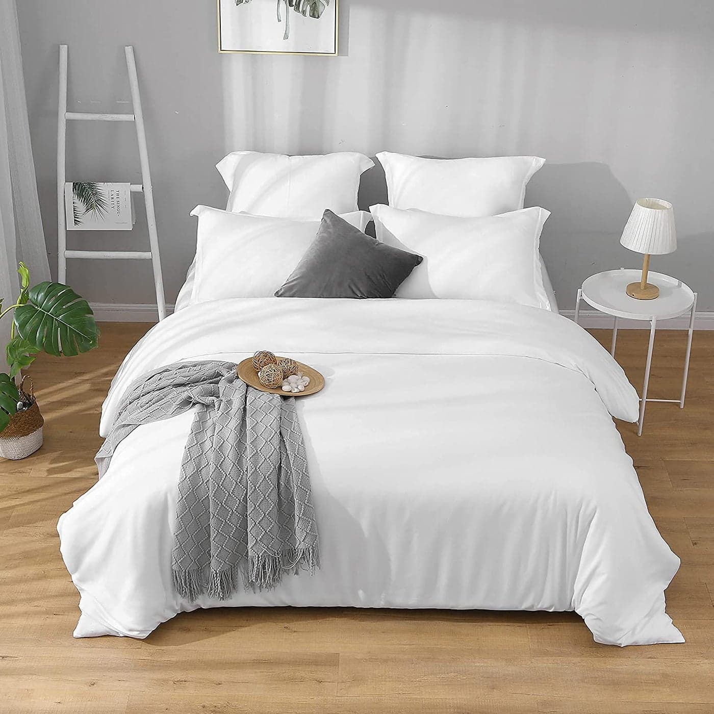 Precious Star Linen Egyptian Cotton Duvet Cover TwinTwinXL 68x90 Inch Zipper Closure Corner Ties Lightweight Breathable 1 Piece Premium Duvet Cover White Solid