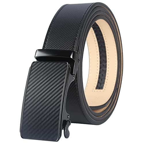 Lavemi Men's Real Leather Ratchet Dress Casual Belt, Cut to Exact Fit,Elegant Gift Box(36-24500 Black 52")