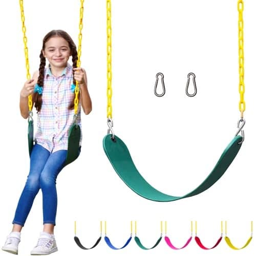 Jungle Gym Kingdom Swing for Outdoor Swing Set Pack of 1 Swing Seat Replacement Kit with Heavy Duty Chains Backyard Swingset Playground Accessories for Kids Green
