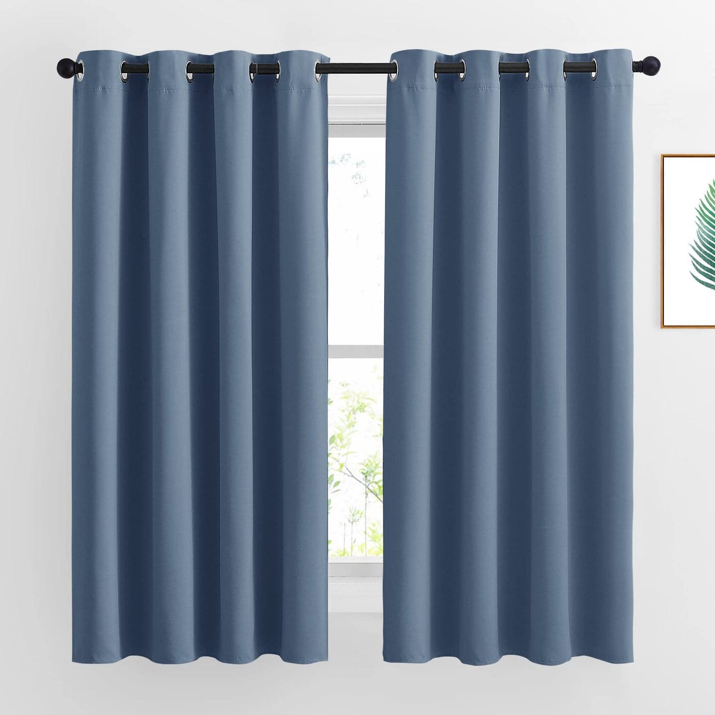 NICETOWN Bedroom Curtains Room Darkening Draperies Grommet Top Thermal Insulated Light Blocking Energy Saving Privacy Drapes for FlatHome Office Stone Blue 2 Panels W52 x L63