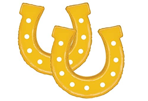 Set of 2 Golden Horseshoe Jumbo 25 Foil Party Balloons