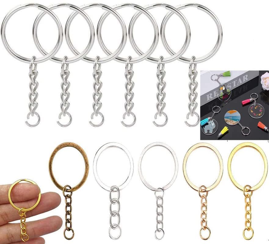 DIY Crafts 10 Chain+Key Chain, Antique Silver, 10 Chain+Key Chain Only, Swivel Clasps Set Metal Lanyard Snap Hook, Lobster Claw Clasps Keychain Rings Op(10 Chain+Key Chain, Antique Silver)