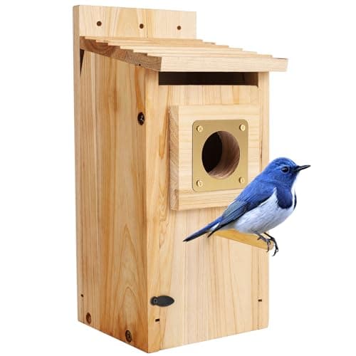 Bird Houses for Outside with Copper GuardThicken Wooden Bluebird House Clearance Garden Country Cottages Nesting Box for Finch Swallow Wren Chickadee Wild Bird Supplies