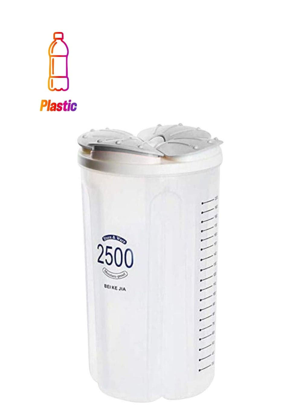 Large Grey Airtight Food Storage Container 2500ml