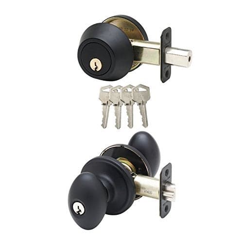 Copper Creek EKDB141BC Egg Door Knob Keyed Alike with Deadbolt Combination, Black