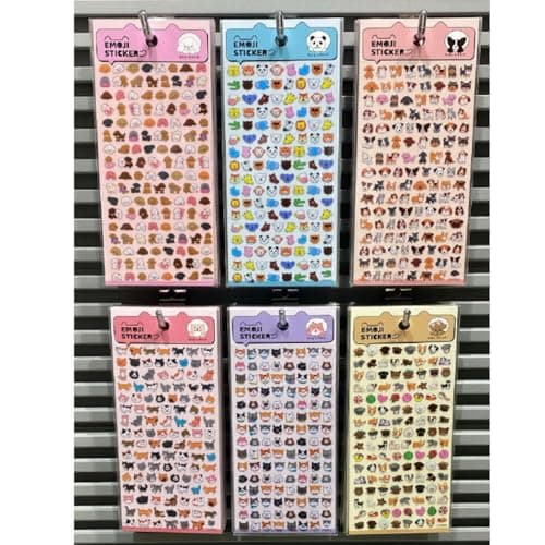 PROBABE Plastic Cute Animal Emoji Face 3D Sticker Set for Kids – 6 Sheet Manual Kawaii Dog, Cat, Panda, Bunny & Bear Expression Stickers for Kids, Crafts, Scrapbooking, Phone, Laptops Decoration