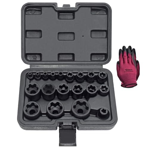 Yuesstloo Torx Plus Socket Set, External Torx Plus 6 Point EP Socket EP4 - EP32 19Pcs With 1/2'' 3/8'' 1/4'' Dr, Replacement for E-TORX Socket Set, Works with Most Cars and Tesla