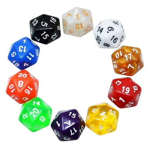 SmartDealsPro 10Pack 20 Sided Dice D20 Polyhedral Dice for DND RPG MTG Table Game Mix Color
