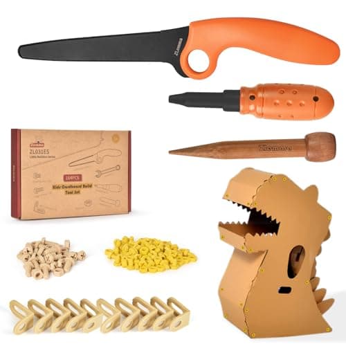 ZLemma Cardboard Construction Tool Kit 163 PiecesEducational Toys for atHome Play Classroom Learning Reusable Cardboard Tools for Kids