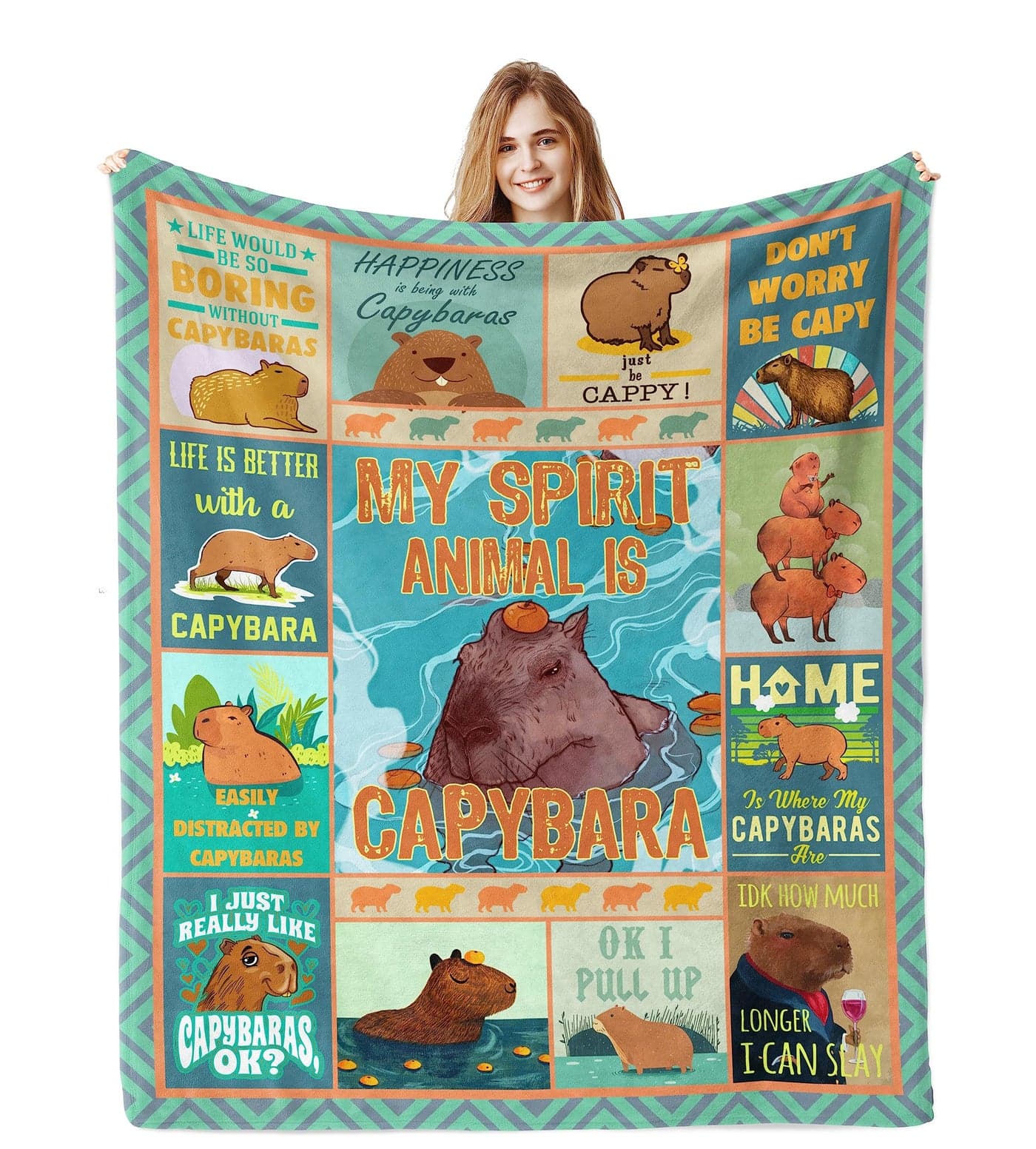 Jamfind Capybara Gifts Capybara Birthday Stuff Blanket 60x 50 Capibara Gift for Girls Boys Women Men Capy Birthday Party Decorations