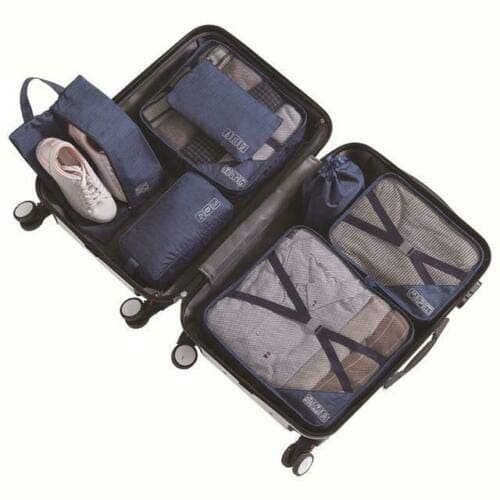 Styleys Polyester Travel Organizer Packing Cubes with Shoe Bag Garment Storage Bags (Navy Blue_S11093)